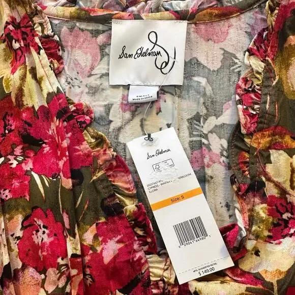 Sam Edelman Illora Floral Midi Dress Cypress Winter Wonderbloom Size Small NWT - Picture 5 of 10